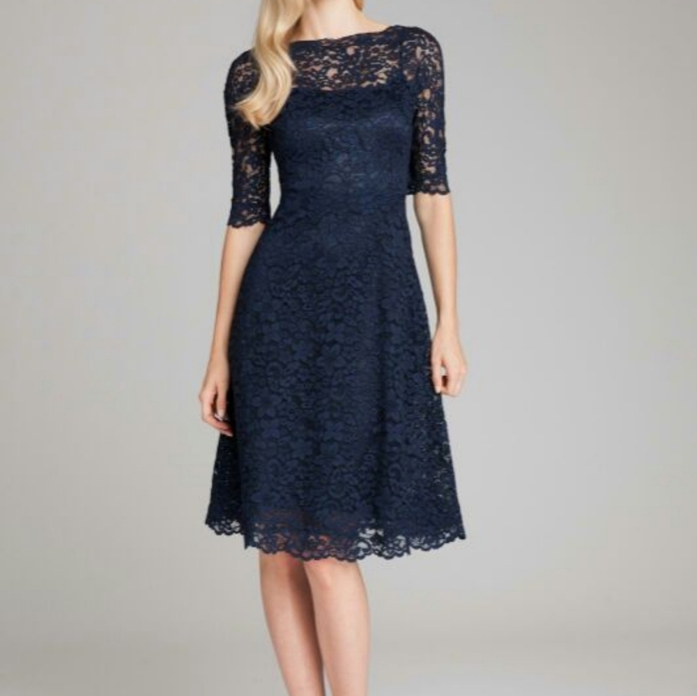 Teri jon navy lace dress new with tag
